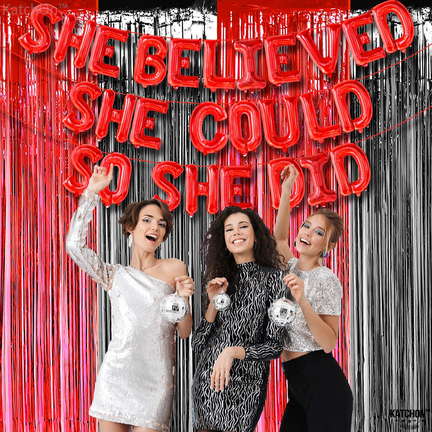 Red She Believed She Could So She Did Balloons - 16 Inch | Congrats Balloon for Congratulations Decorations | Graduation Balloon for Graduation Decorations 2026, Congrats Grad Decorations, KatchOn