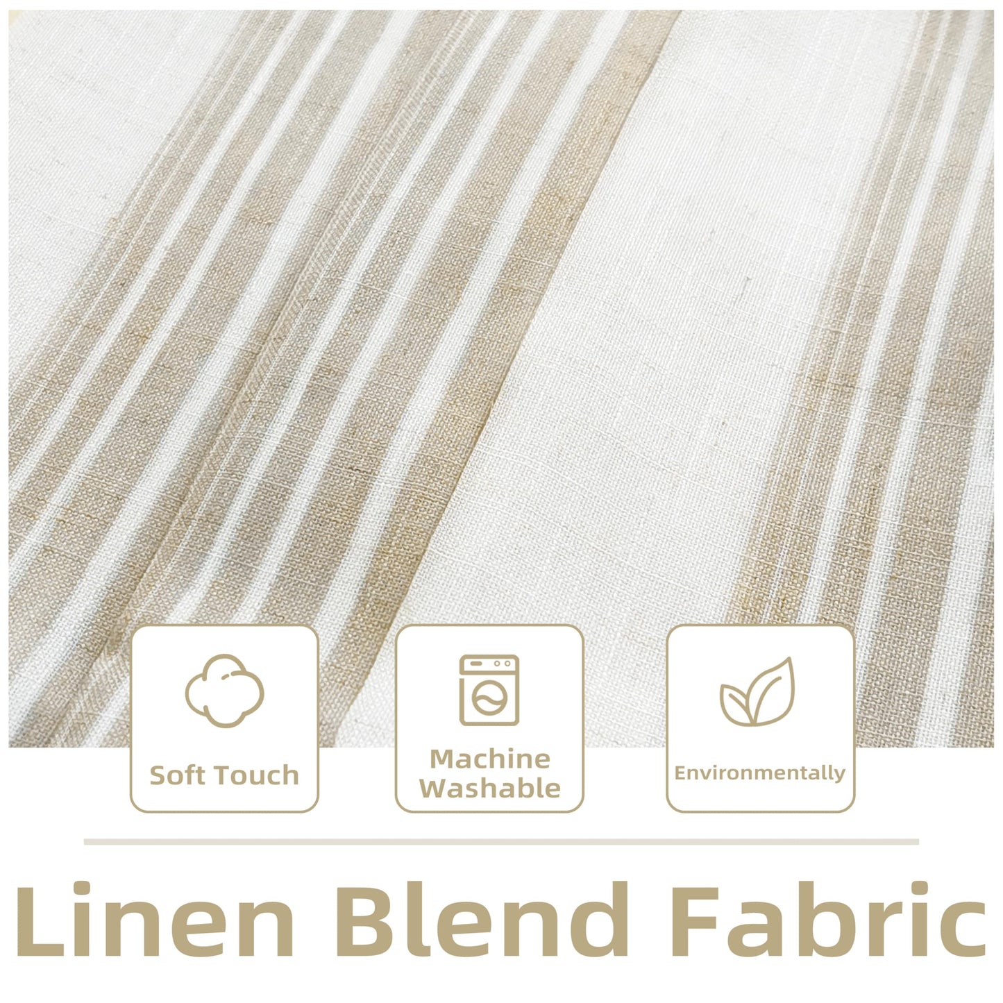 DriftAway Chris Linen Lined Valance 2 Layer Thermal Insulated Room Darkening Blackout Window Valances 3 Inch Rod Pocket Vertical Striped Kitchen Valance for Bathroom 52 Inch by 14 Inch Camel Beige