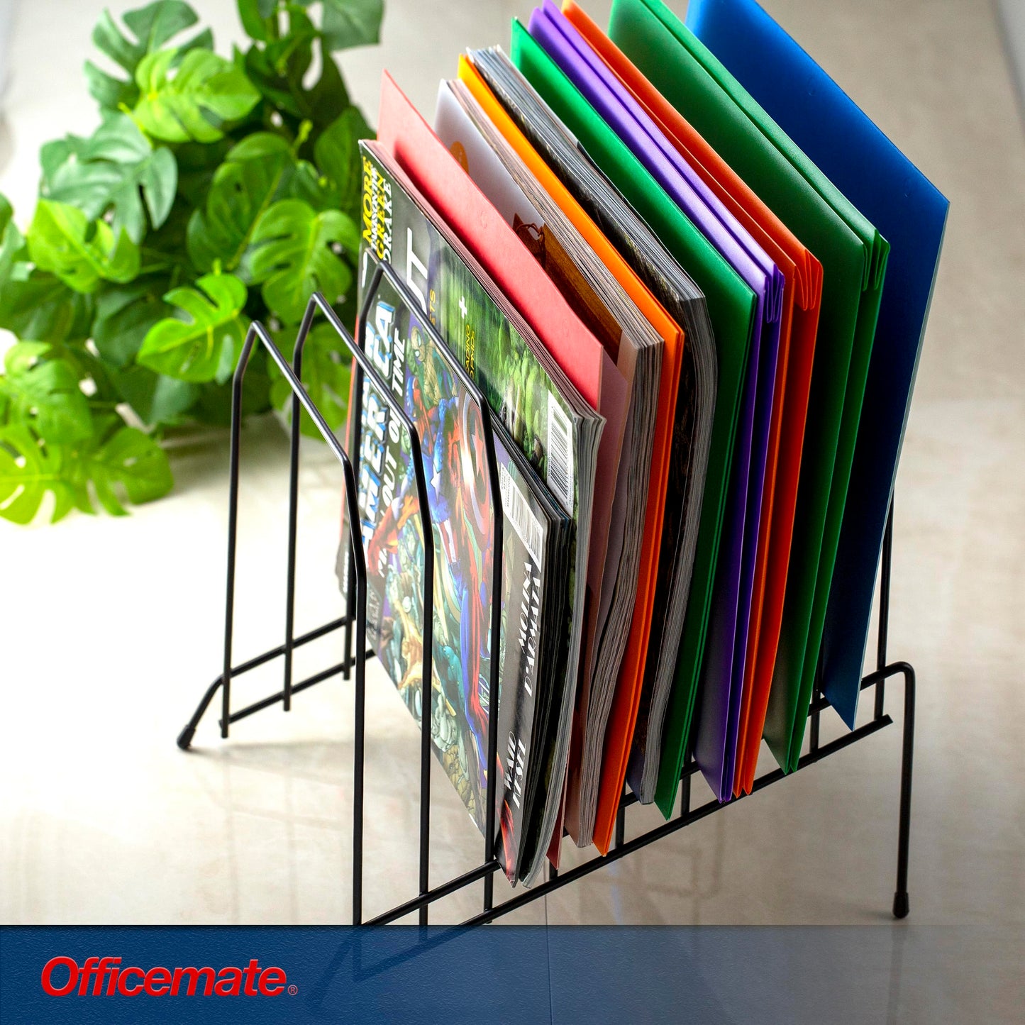 Officemate Large Incline 8 Compartment Wire Caddy, Black, 8.5 x 10.375 x 12.625 Inches