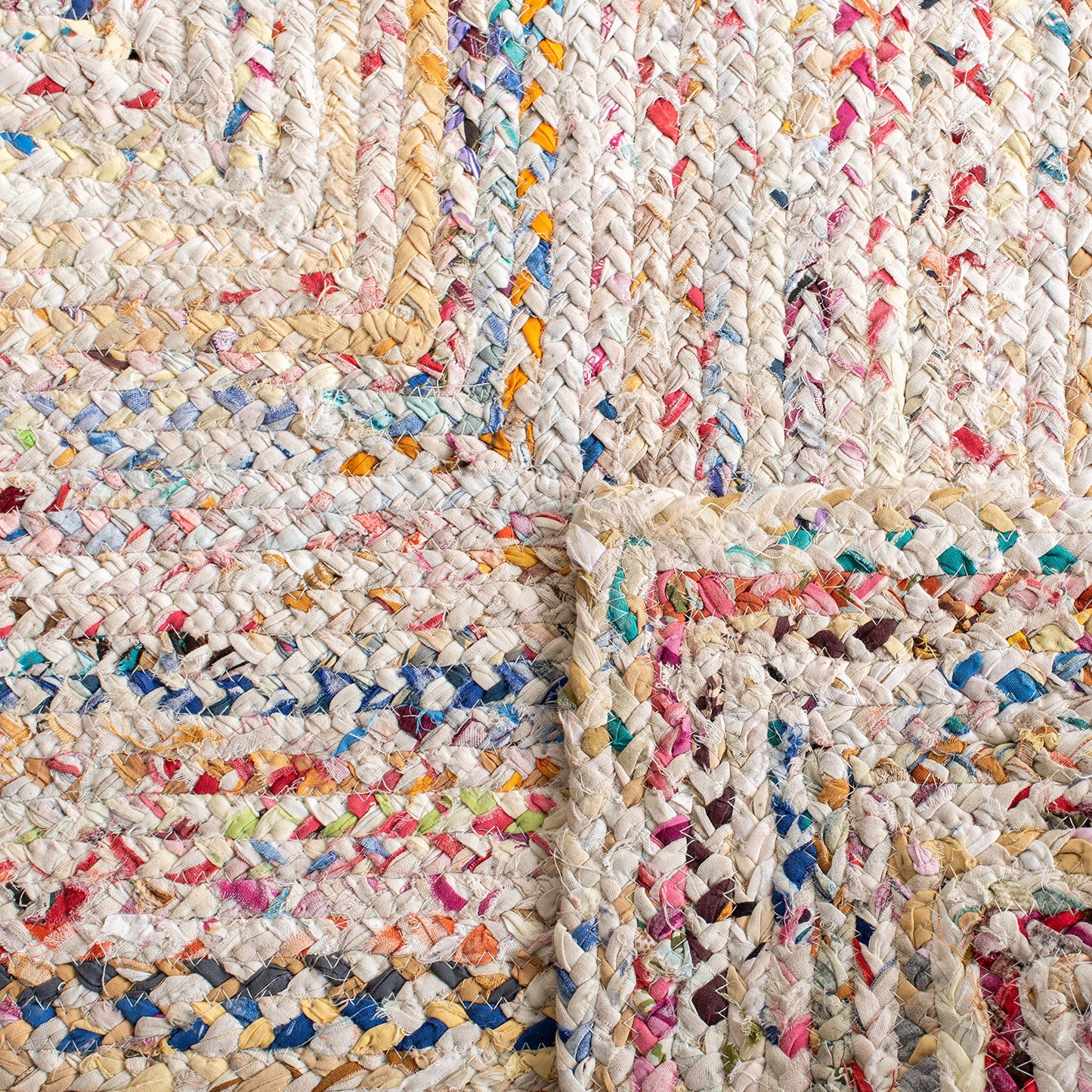 SAFAVIEH Braided Collection Accent Rug - 2' x 3', Ivory & Multi, Handmade Woven Cotton, Boho Reversible Style, Ideal for Living Room, Bedroom, Kitchen (BRD210B)