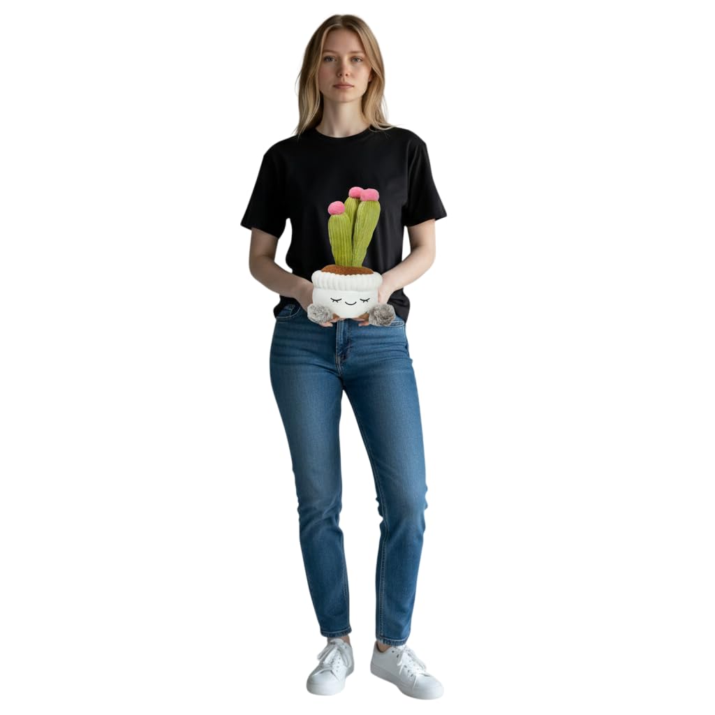 Large Plush Plants in Pots – Flower, Cactus & Succulent Plush Stuffed Plants, Flower Pot Plush Bouquet Decor, Cute Desk & Nursery Room Decor Gift (Pink Echinacea)