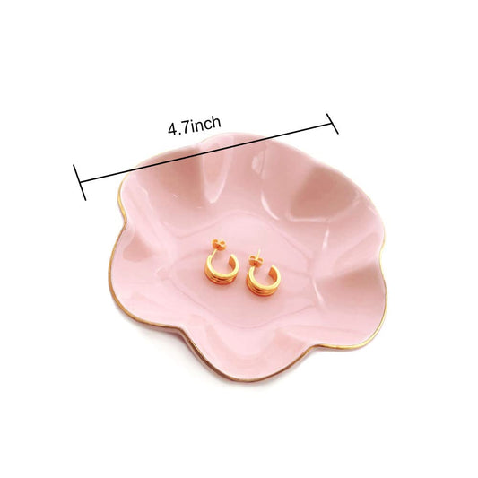 HANKOR 4.7 inch Small Ring Dish, Ceramic Jewelry Holder Tray, Pink Catch All Trinket Bowl for Keys Rings Earrings