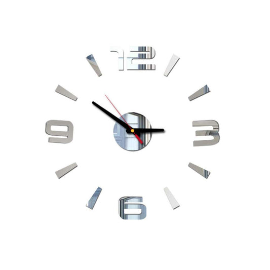 Forart Large DIY Wall Clock, Modern 3D Frameless Wall Clock Arabic Numbers Adhesive Wall Decor Kit Wall Decoration for Home Office Living Room Bedroom