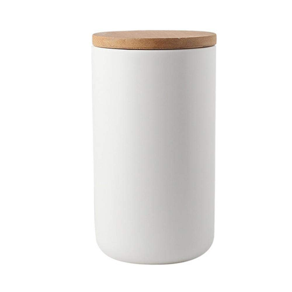 MilkyWay Food Storage Jar Strong Ceramic Storage Canisters with Airtight Seal Bamboo Lid Modern Design Seal Damp-Proof Kitchen Jar for Coffee, Tea, Spice and More (White(L: 34oz/1000ml))