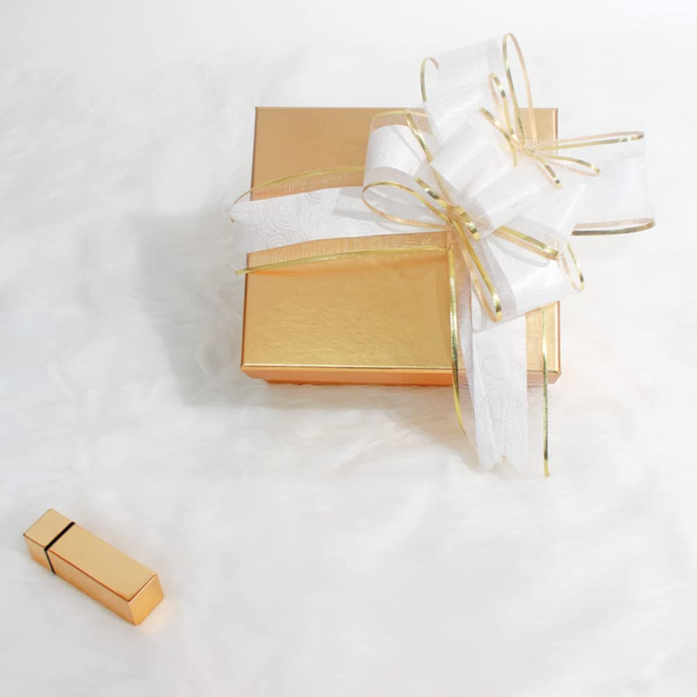Pull Bows for Gift Wrapping, 15 PCS Large Gift Bow Bulk for Presents Package, Gift Baskets, Christmas, Wedding, and Party Decor (White with Tulle & Gold line, 6 inches)