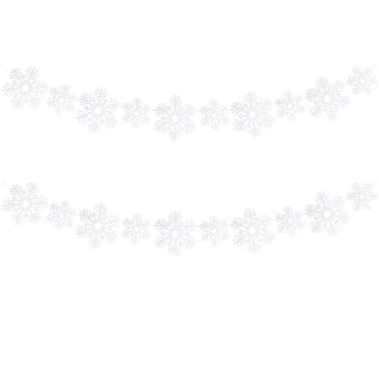 FAZHBARY 2 Pack White Felt Snowflake Garland Banner Winter Garland Snow Banner Christmas Winter Themed Party Decorations Supplies