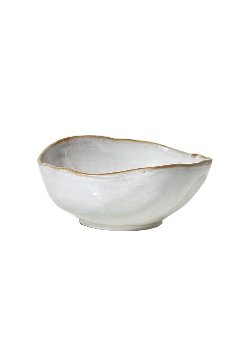 Serene Spaces Living Small Free-Form Edge Glazed Ceramic Bowl, Centerpiece for Vintage Weddings, Events, Measures 6" Long, 5.5" Wide, 2.75" Tall
