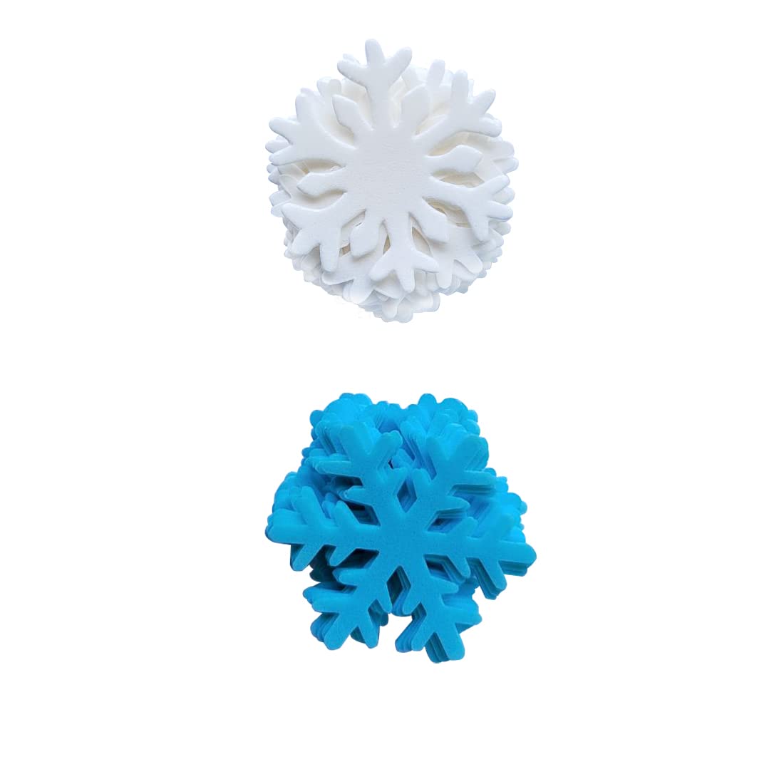 Homankit 50Pcs Edible Cake Cupcake Toppers Snowflakes Christmas Winter Party Decoration White and Blue