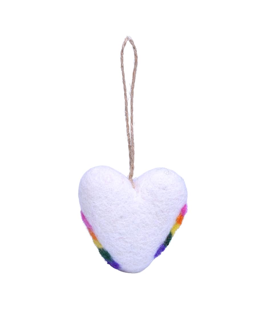 The Collection Royal Handmade Wool Felt Christmas Ornaments for Tree, Wall Hanging Decoration Charms Heart