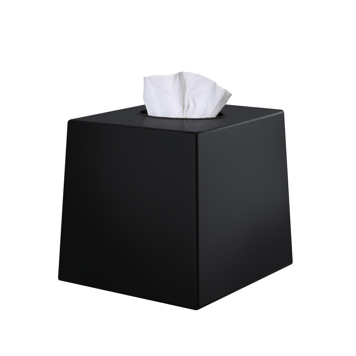 Creative Scents Black Tissue Box Cover Square - 1 Pack Plastic Cube Tissue Holder Dispenser - Decorative Facial Tissue Box Holder for Living Room, Office Desk - Vanity Countertop (5.5" x 5.5" x 5.6")