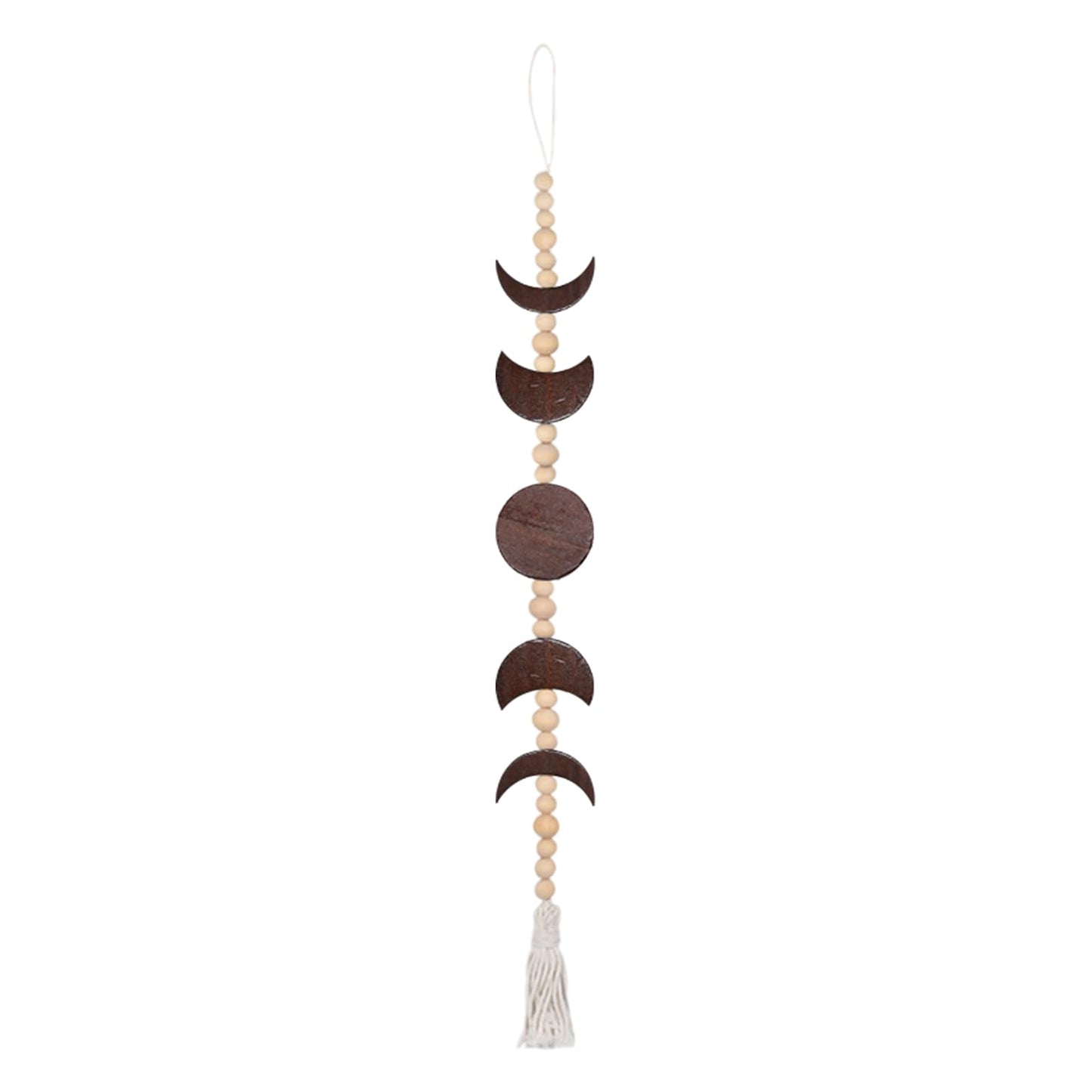 Moon Phase Wall Decor | 30 Inch Boho Moon Decor Wood Hanging with Beads & Tassel, Boho Living Room Decor for Bedroom, Above Bed, Office, Dorm