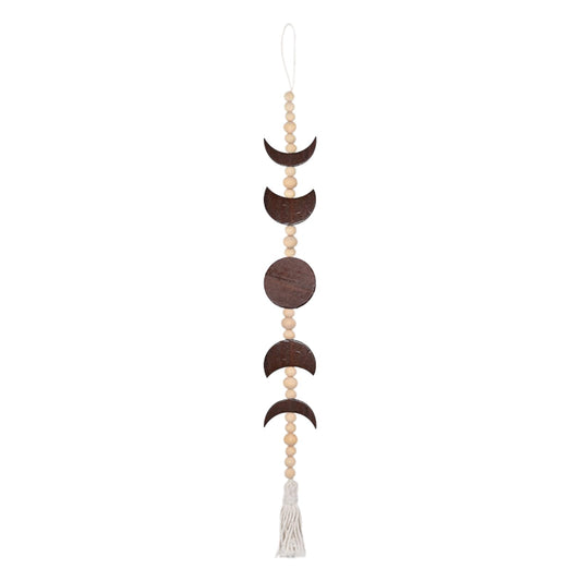 Moon Phase Wall Decor | 30 Inch Boho Moon Decor Wood Hanging with Beads & Tassel, Boho Living Room Decor for Bedroom, Above Bed, Office, Dorm