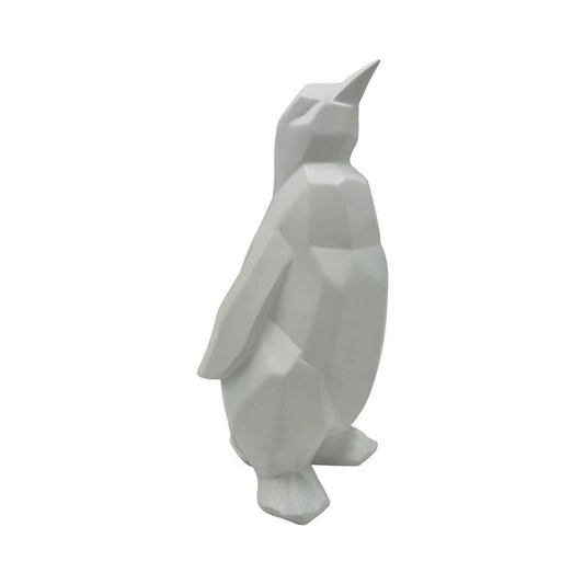 Comfy Hour 7" Modern Penguin Figurine, Scandinavian Animal Decor, Minimalist Geometric Statue for Home Office, White Polyresin Artisan Crafted Sculpture, 1 Unit
