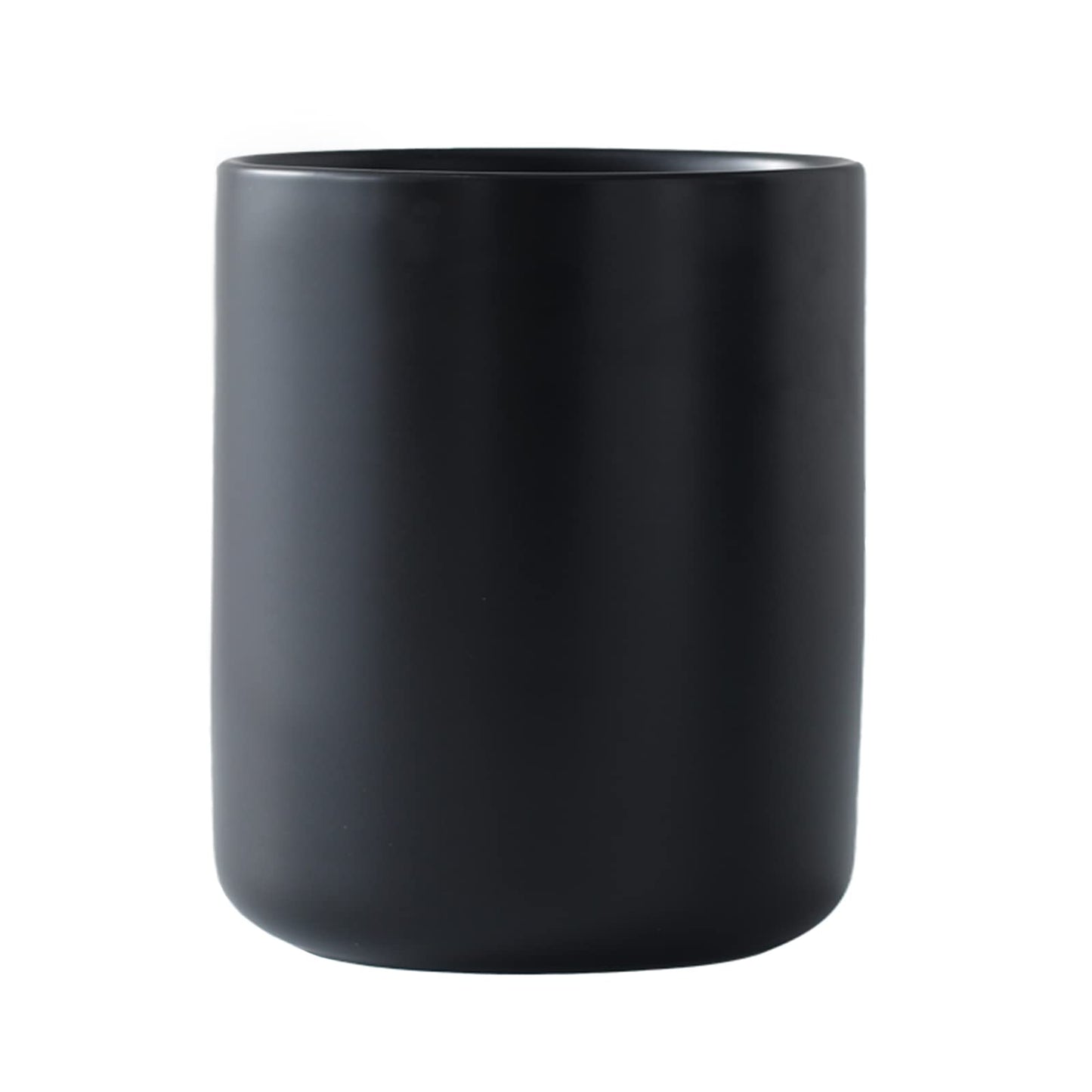 LATCHHOOK Black Kitchen Utensil Holder for Countertop, Matte Ceramic Cooking Utensil Crock for Counter Easy to Clean, Modern Spatula Holder for Farmhouse Décor 4.5×6.4 INCH