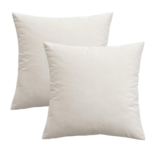 MIULEE Velvet Throw Pillow Covers 18x18 inch, Pack of 2 - Cream White, Soft Solid Decorative Pillow Covers Cushion Cases Modern Luxury Home Decor for Spring Couch Sofa Bedroom Livingroom,Car