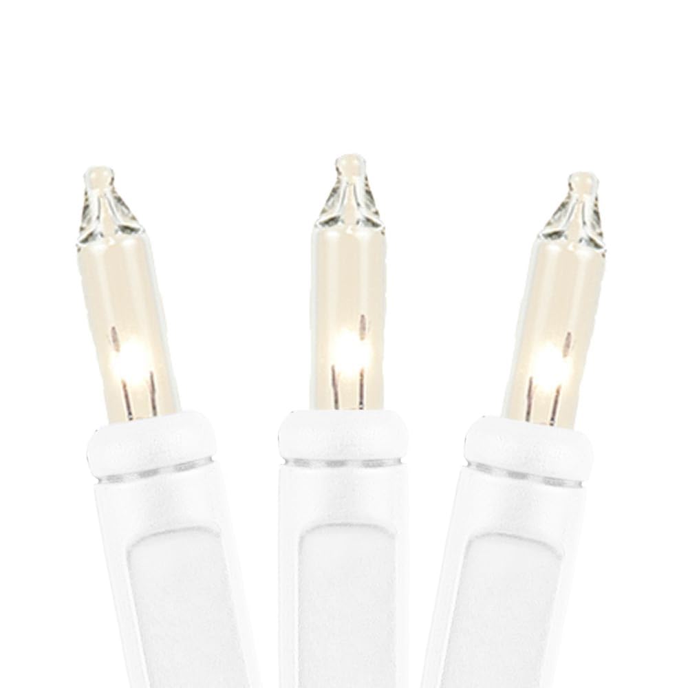 Novelty Lights 5 feet 10 Bulb Clear Mini Light String on White Wire, Non-Connectable Incandescent Fairy Lights for Bottles and Crafts, 4" Bulb Spacing, 24" Lead, Stackable Fused Plug