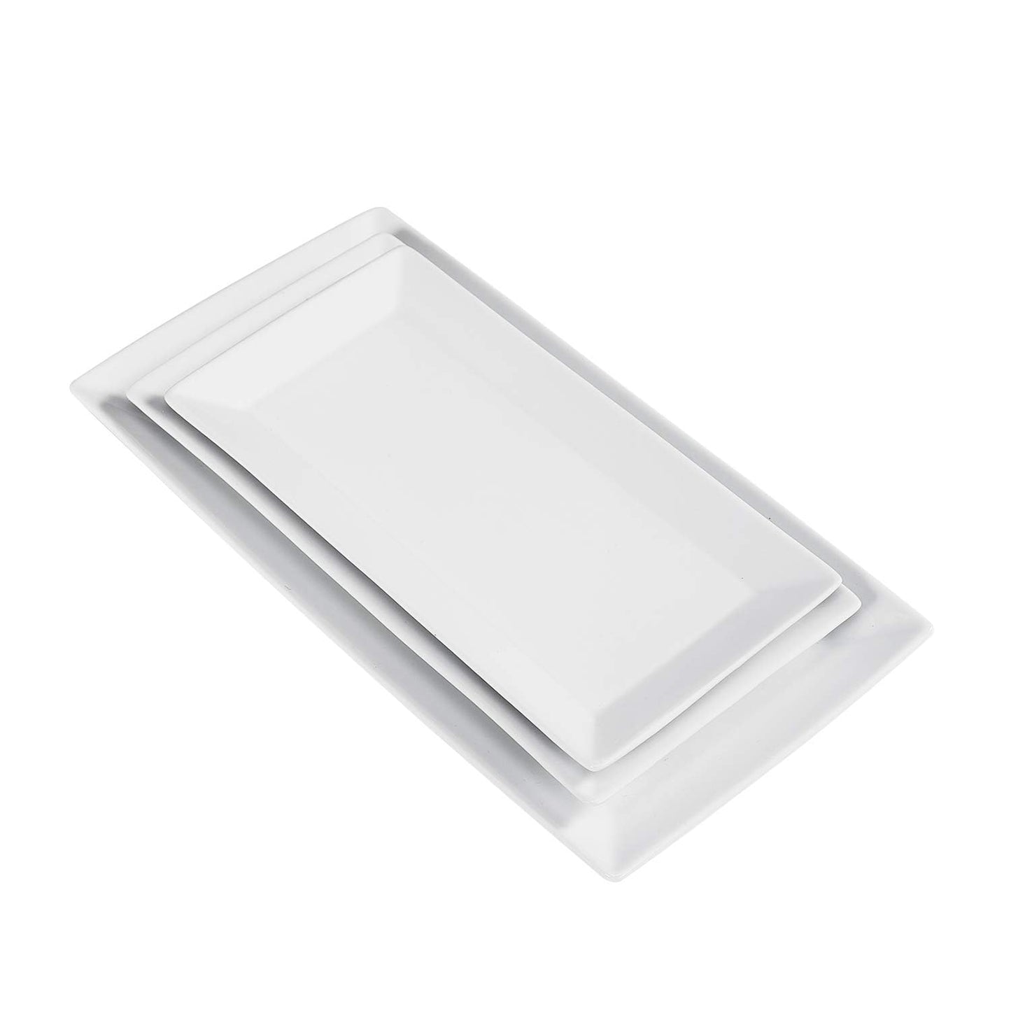 Amazon Basics 3-Piece Porcelain Serving Platters, Oven Safe, for Entertaining, Appetizer, Dinner, Dessert, 12.75 inch, 11 inch, 10 inch, White