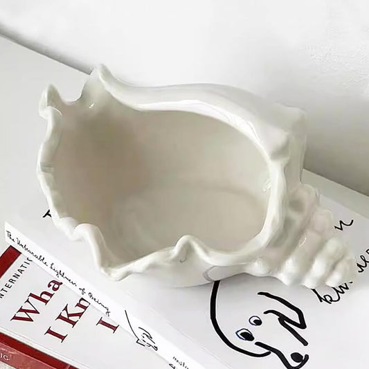 QIAOIDEA Conch Shell Tea Light Candle Holder, Shell Jewelry Dish, Ocean Coastal Beach Themed Ceramic White Sea Shell Jewelry Tray Dish Candy Dish Key Holder for Table Home Party Décor
