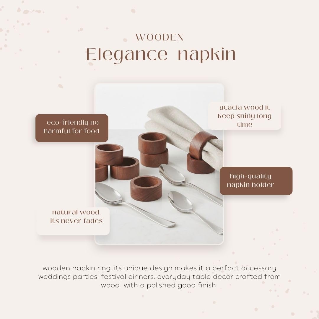 SHAFA IMPEX Wood Napkin Rings Set of 12 Napkin Holders Buckles for Dining, Anniversary, Birthday, Dinner, Christmas, Party of Table Setting