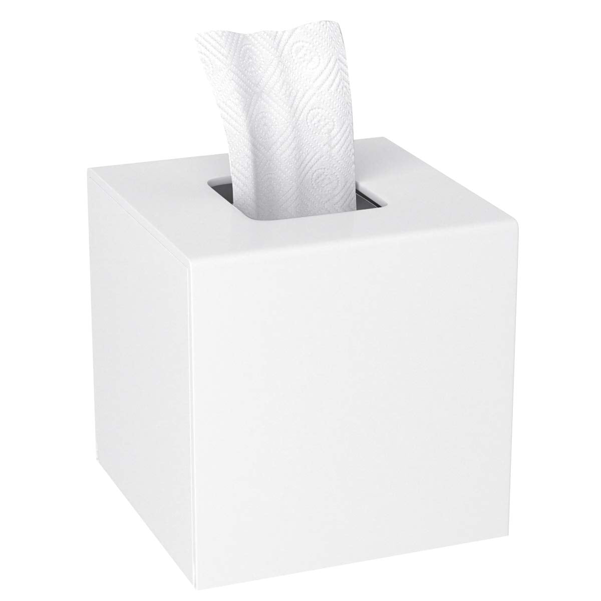 HIIMIEI Acrylic Tissue Box Cover Decorative Square Tissue Holder Napkin Dispensert for Bathroom-White