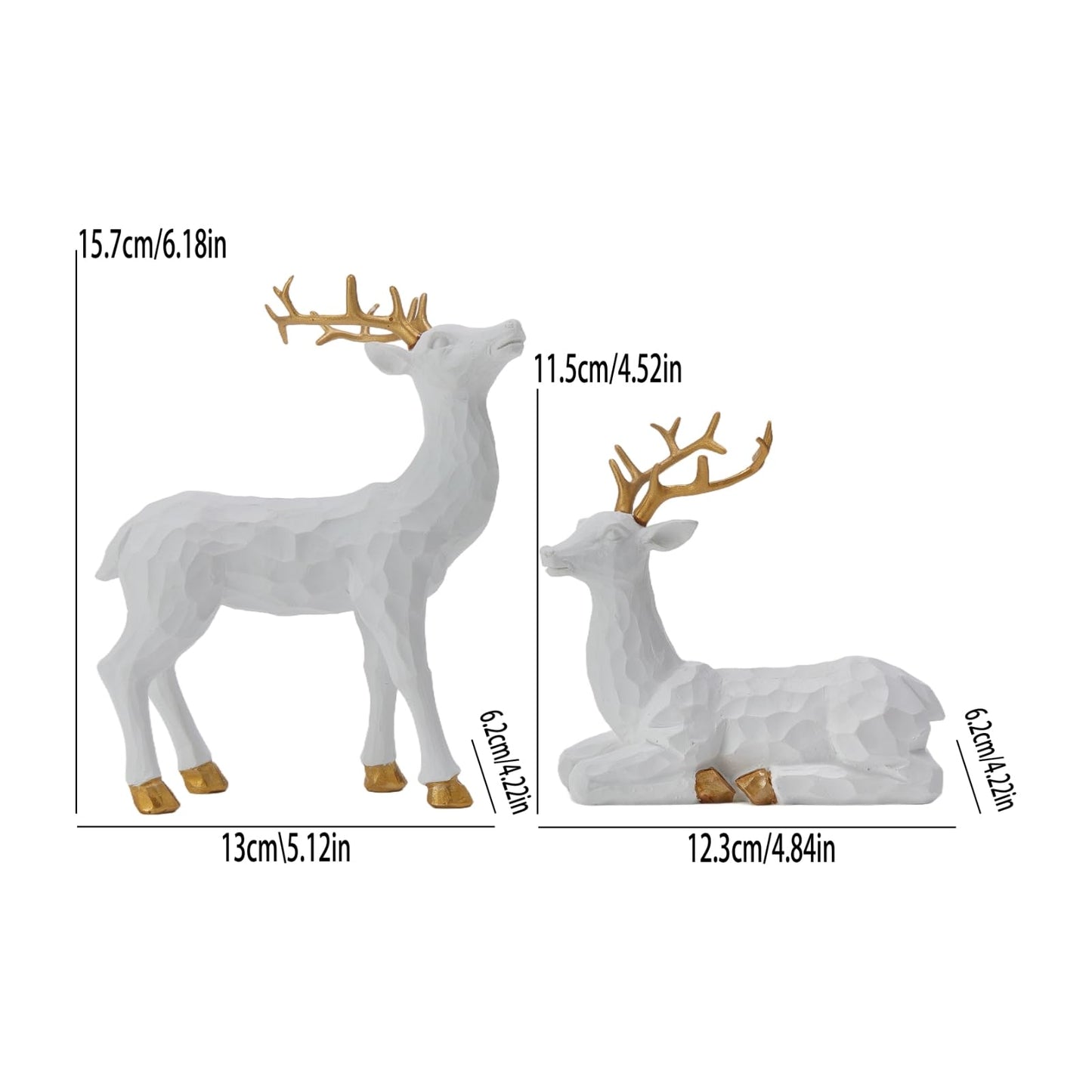 Simulated Deer Ornaments for Christmas Decoration, 2Pcs of Faceted Geometric Resin Deer Ornaments, Home Decoration, Christmas Ornaments (White)
