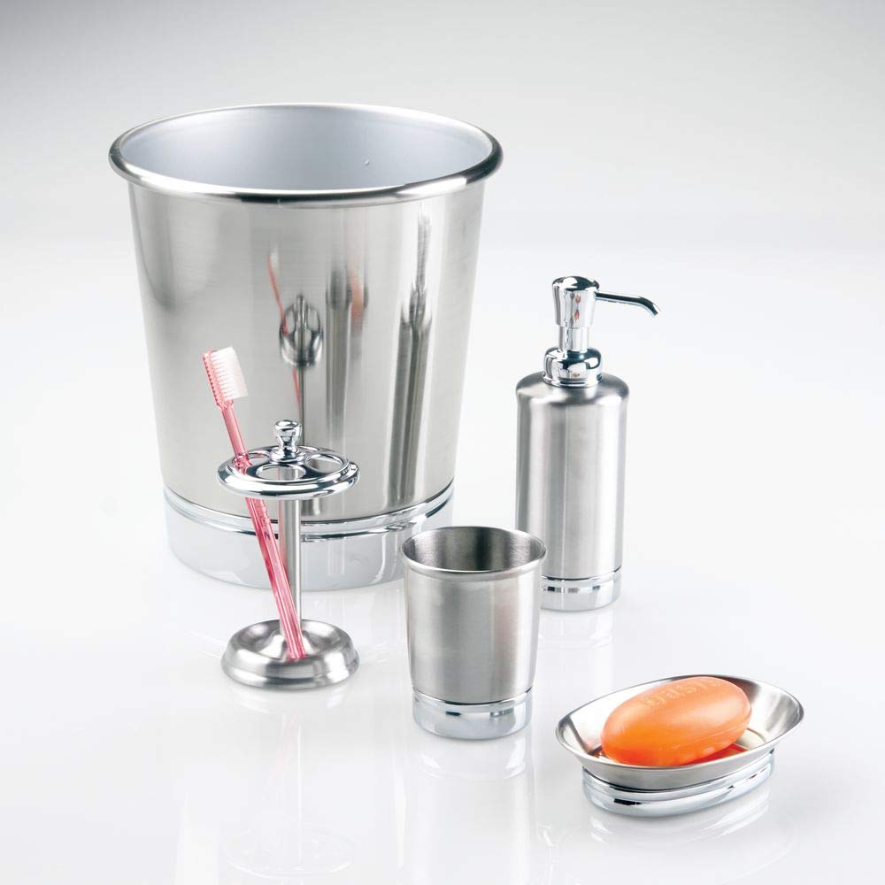 iDesign York Metal Soap Saver, Holder Tray for Bathroom Counter, Shower, Kitchen, 4" x 5.5" x 1.5", Brushed Stainless Steel