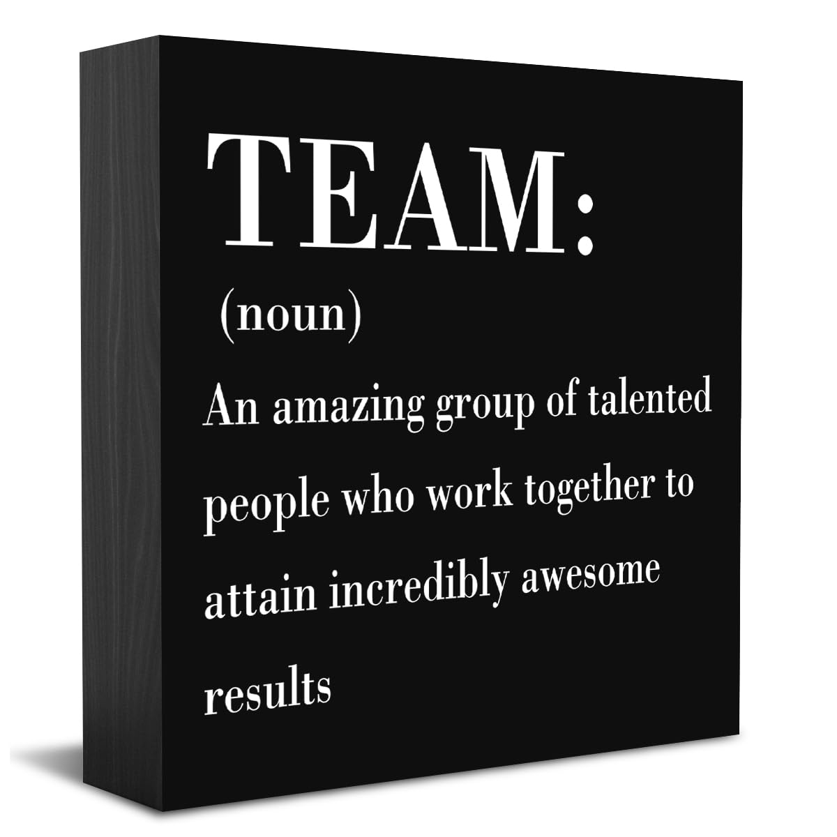 HTBIG Inspirational Team Noun Office Decor Desk Decor Wooden Box Sign Rustic Black Wood Block Plaque Box Sign for Home Office Desk Shelf Table Decoration Coworker Gift Team Definition send friends