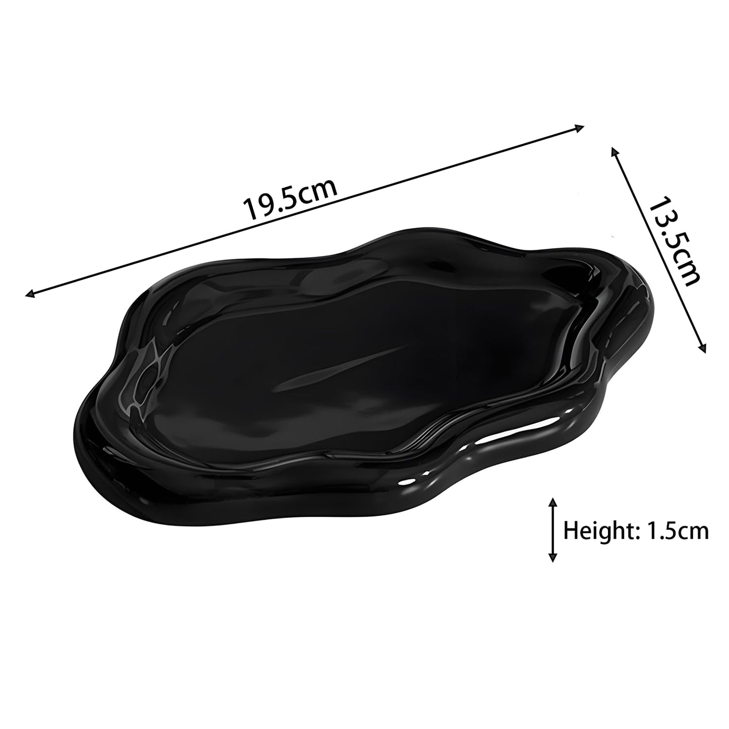 Ceramic Jewellery Dish Trinket Dish Jewelry Tray Cloud Shape Tray Perfume Tray Rings/Earrings/Bracelets/Watch/Keys Tray for Valentine's Day//Mother's Day/Birthday Gift (Black)