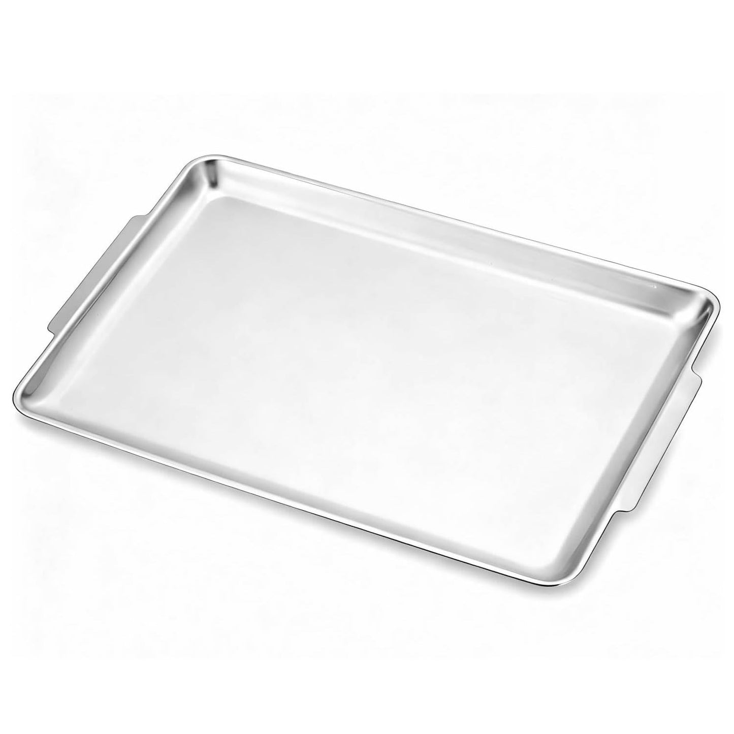 16.3" x 11" Large Serving Platters, Stainless Steel Heavy-Duty Large Serving Trays, Silver Rectangular Plates for Food, Fruit, Party, Wedding, Christmas, Chip and Scratch Resistant