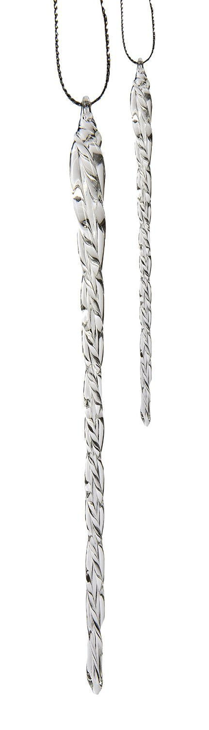 Kurt Adler 3.5-5.5 Inch Clear Glass Icicle Ornament Set of 24 Pieces