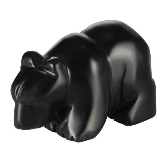 Bosfante 2" Obsidian Crooked Mouth Bear Statue for Strength,Bear Figurine for Courage,Bear Decor for Homes&Offices