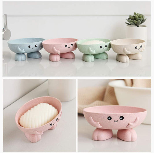 Soap Holder, Cartoon Lovely Soap Box for Bathroom and Kitchen Bathtub Sink Anti-Slip Design Soap Case Cute Soap Dish (Green)