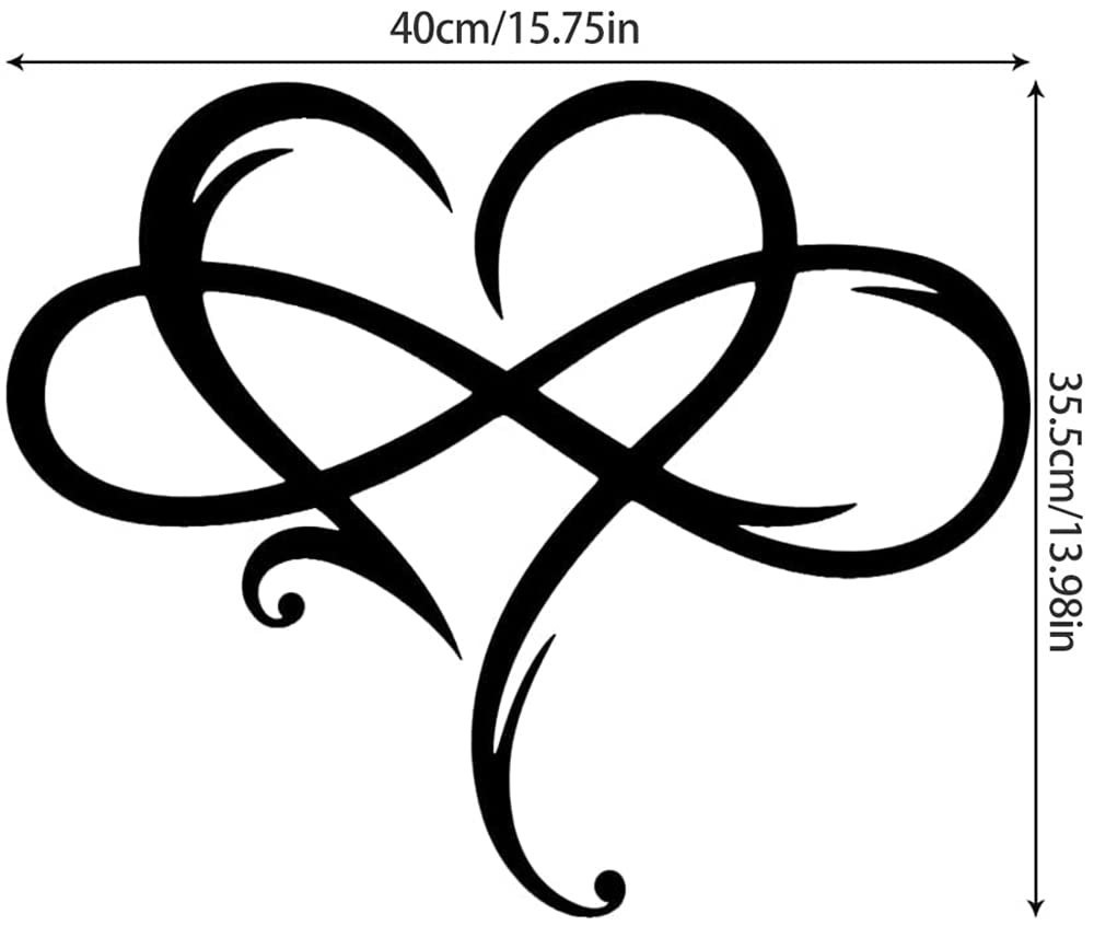 Infinity Heart Wall Decor, Unique Infinity Heart Metal Art Wall Decor Love Sign Steel Wall Plaques Bedroom Ornaments for Home Wedding Decor, Room Living Room Decoration (Black, 15.7x14inch)