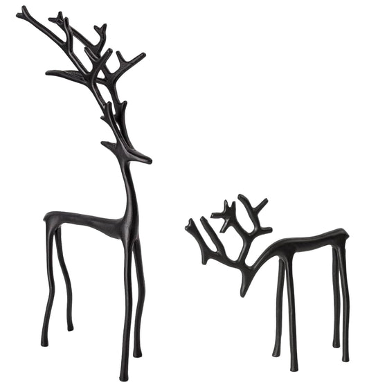 JumkontSet of 2 Modern Reindeer Statues - Black Metal Reindeer Statues - Style Modern Reindeers Tabletop Decoration - Ornaments for Mantel Fireplace Living Room Bedroom Home Decor