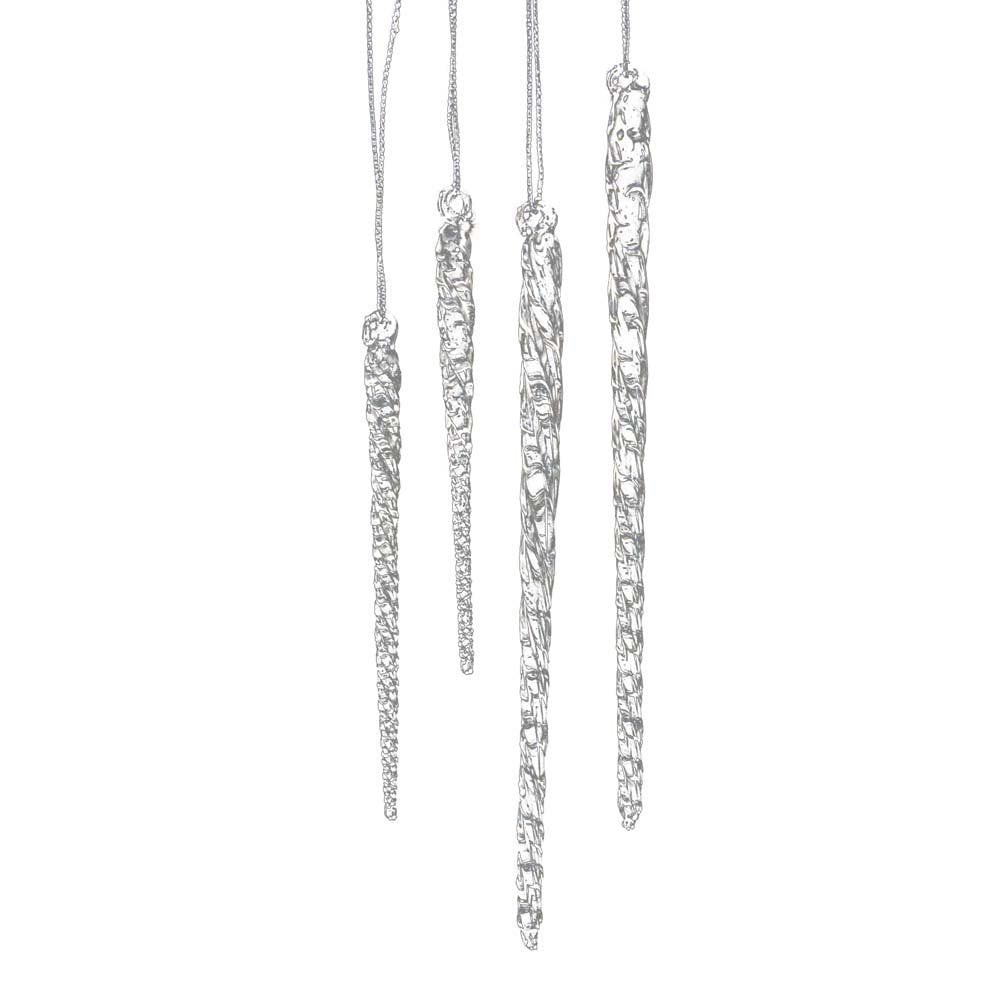 Kurt Adler 3.5-5.5 Inch Clear Glass Icicle Ornament Set of 24 Pieces