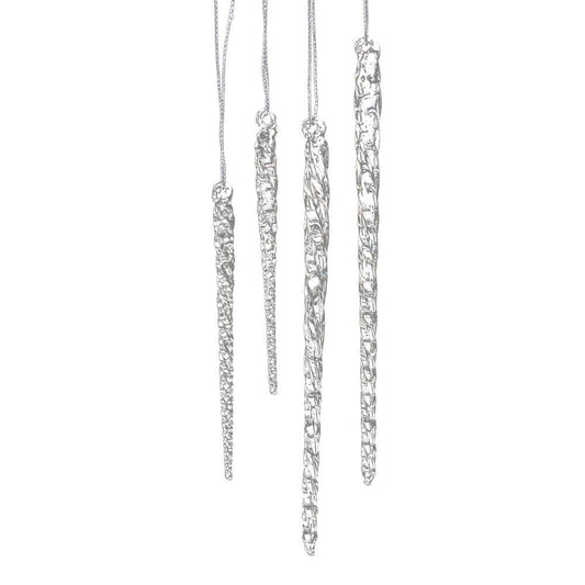 Kurt Adler 3.5-5.5 Inch Clear Glass Icicle Ornament Set of 24 Pieces