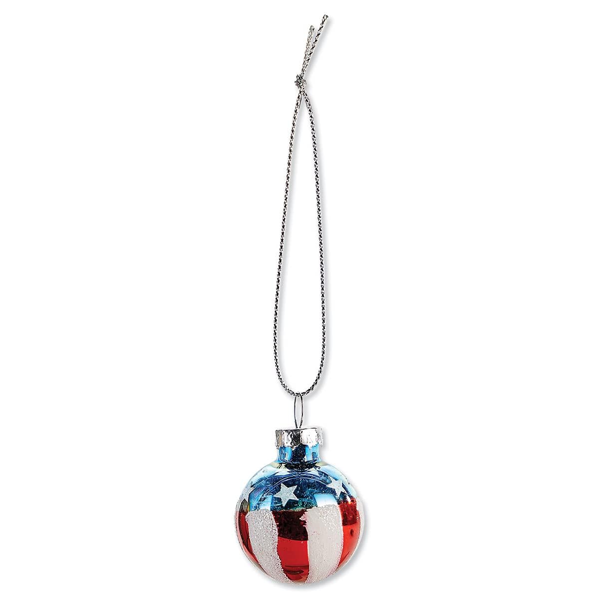 Lillian Vernon Americana Blown Glass Patriotic Ornaments - Handcrafted Hanging Tree Decorations, Round Americana Holiday & Party Decor, Red, White & Blue, 12-Piece Set