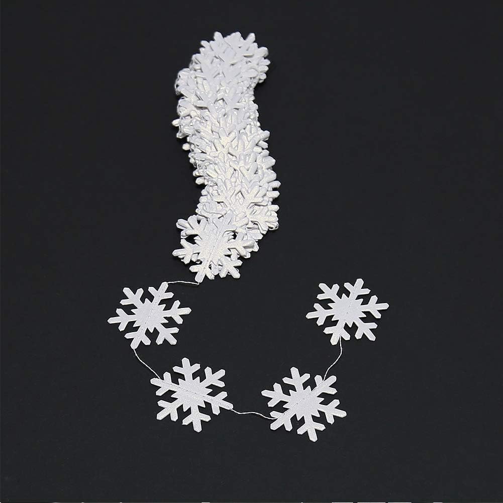 Cheerland Clearance Winter Wonderland Decorations White Snowflake Garland Hanging Paper Snowflakes Decor Snow Flake Streamer for Birthday Holiday Baby Shower Office Classroom January Party Supplies