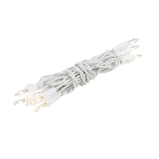 Novelty Lights 5 feet 10 Bulb Clear Mini Light String on White Wire, Non-Connectable Incandescent Fairy Lights for Bottles and Crafts, 4" Bulb Spacing, 24" Lead, Stackable Fused Plug