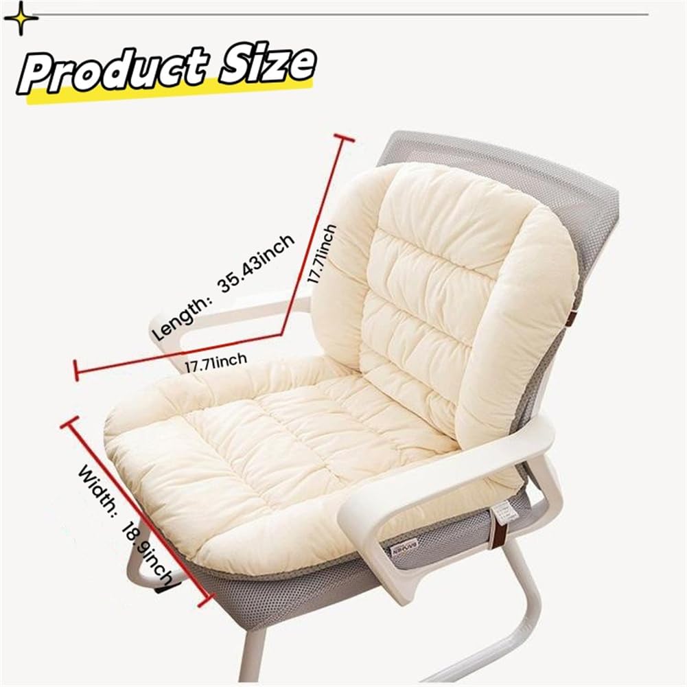 Gujuja Plush Chair Cushion with Ties - Soft Seat Pad Backrest for Dorm, Desk, Rocking Chairs (Light Gray)