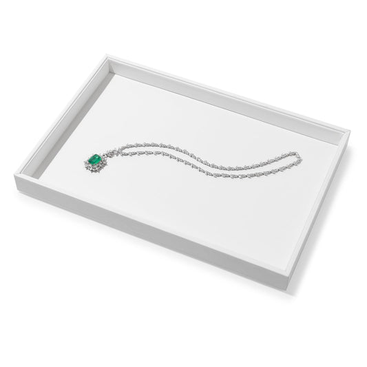 Papten PU Leather Jewelry Tray Necklace Bracelet Holder Stackable Jewelry Drawer Organizer Tray for Necklace Bracelets Watches Earring Ring Storage Display (White)