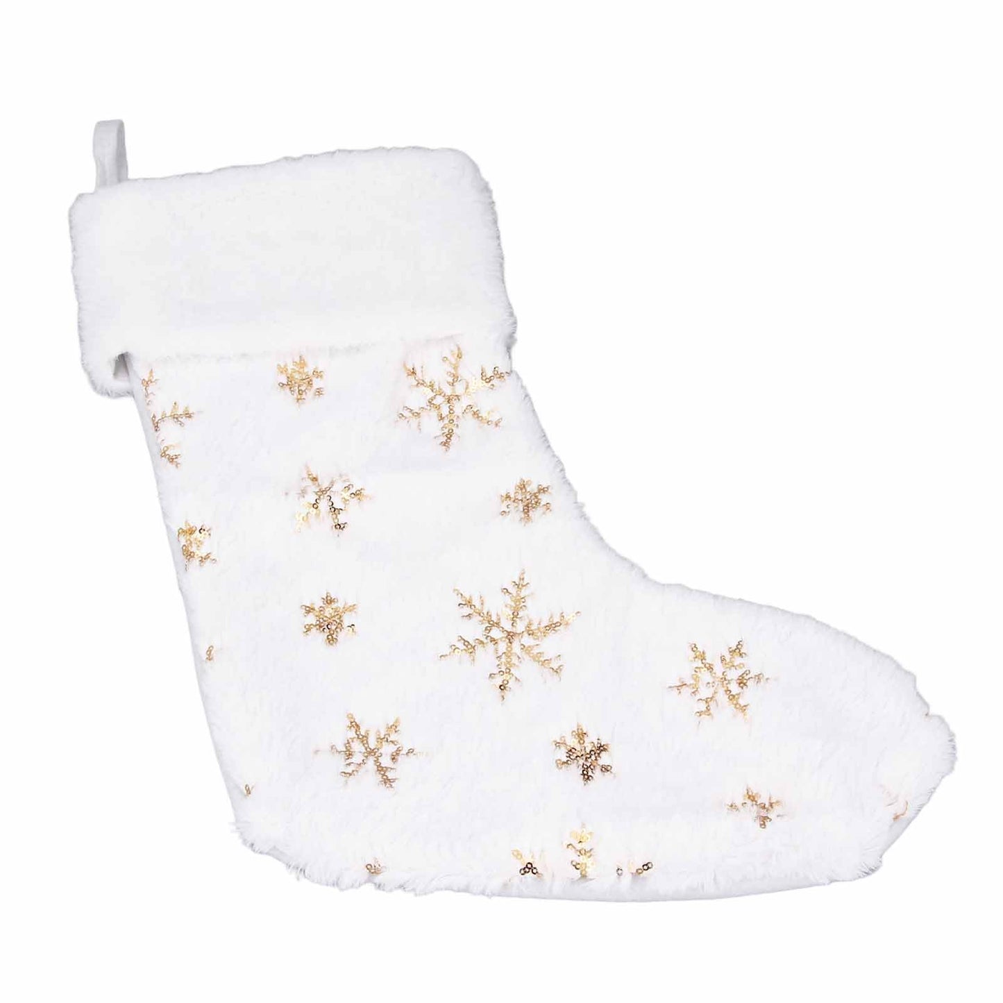 Pongnas Christmas Stocking with Gold Sequins & Snowflake Embroidery Oversized Holiday Ornament for Fireplace,Family Xmas Decor