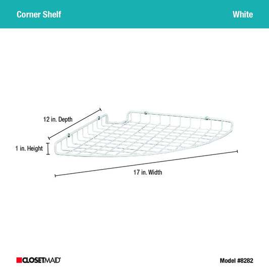 ClosetMaid Corner Shelf Organizer, Wall Mount Hanging Corner Shelves, Durable Steel, White, 8282