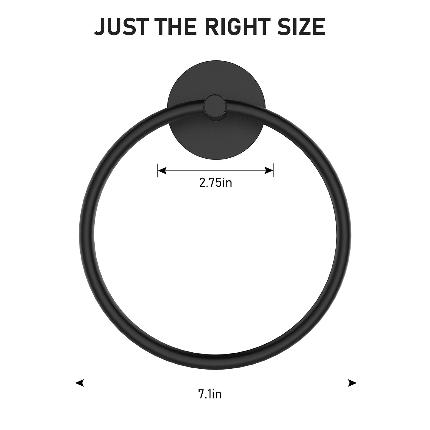 SetSail Adhesive Towel Holder for Bathroom Wall Matte Black Hand Towel Ring Stainless Steel Towel Hanger for Bathroom, Kitchen