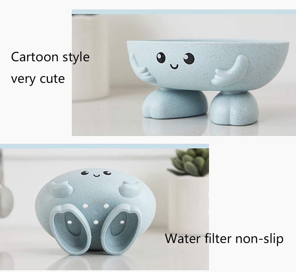 Soap Holder, Cartoon Lovely Soap Box for Bathroom and Kitchen Bathtub Sink Anti-Slip Design Soap Case Cute Soap Dish (Green)