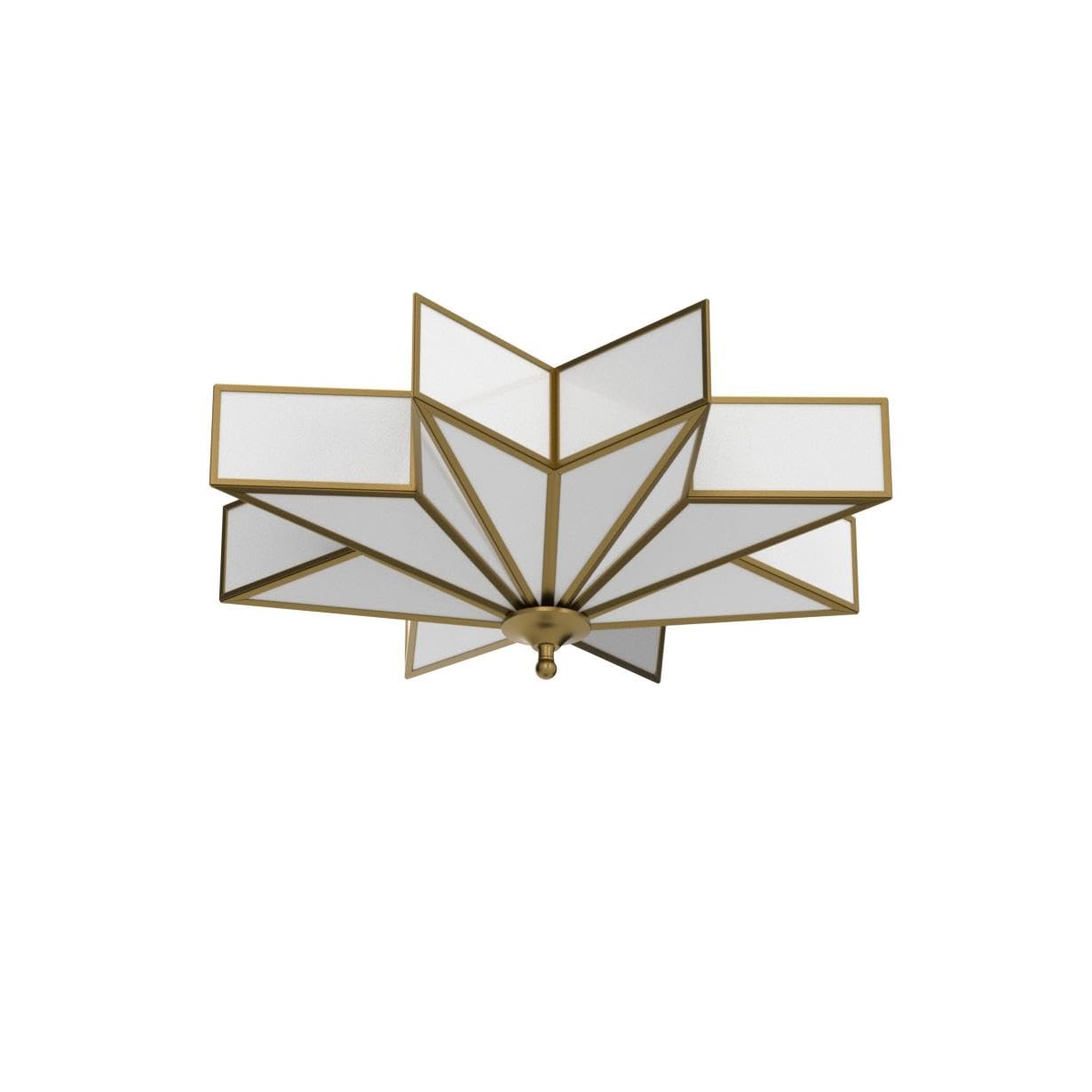 Aeyee Star Glass Ceiling Light with Ceramic Light Socket Brass Flush Mount Ceiling Light Fixture with Frosted Glass Shade Mid Century Moravian Star Light for Bedroom Foyer Living Room (19.7")