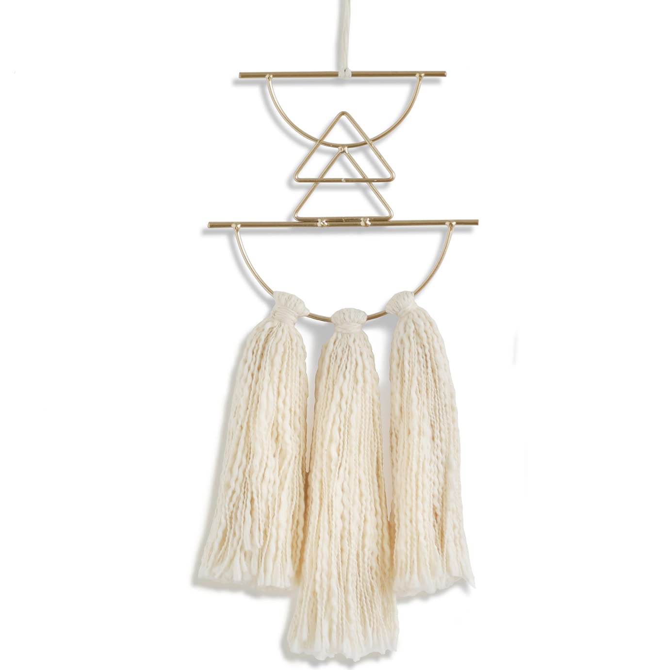 IOWER Boho Wall Decor Macrame Wall Hanging Small Metal Wall Art Cute Wall Decor For Living Room Bedroom(Ivory, 13"Lx4.7"w)