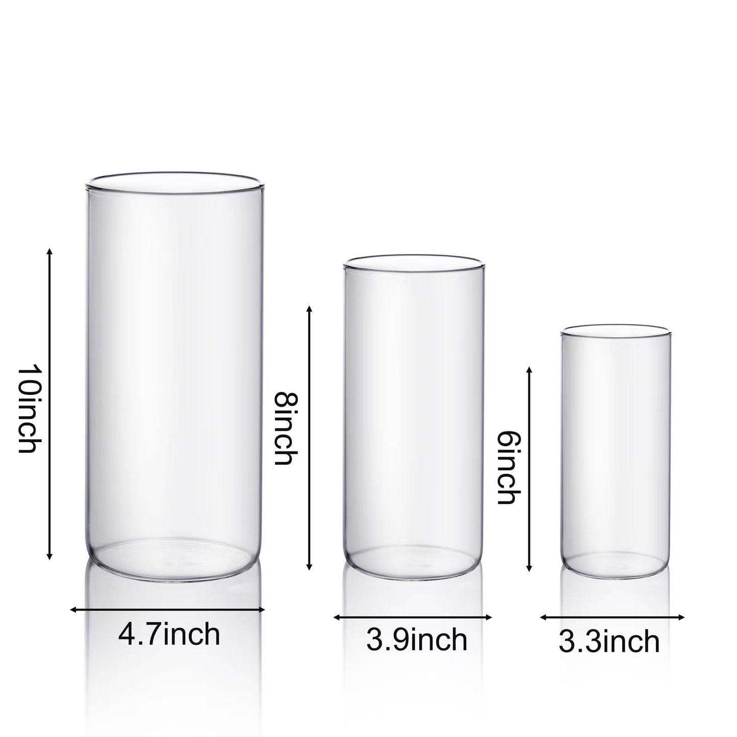 PHOSPHOR Hurricane Candle HoldersFor Pillar Candle Clear Glass Cylinder Centerpieces Vases Table Decoration Centerpiece Floral Room Decor Clear Seeded Bubbles Living Dining Kitchen 3 Pieces