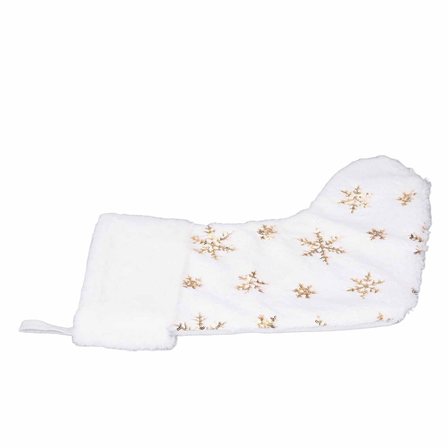 Pongnas Christmas Stocking with Gold Sequins & Snowflake Embroidery Oversized Holiday Ornament for Fireplace,Family Xmas Decor