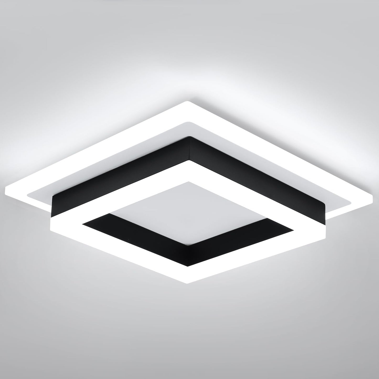 EIDISUNY 32W Modern LED Ceiling Light, Small Flush Mount Light Fixture, 6500K Cold White Ceiling Lamp, Square Hallway Lighting Fixtures for Living Room Bedroom Bathroom Kitchen (White, Cold White)